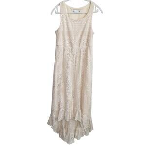 Solitaire Ravi Khosla Ivory crochet lace dress sz L cottagecore high-low lined